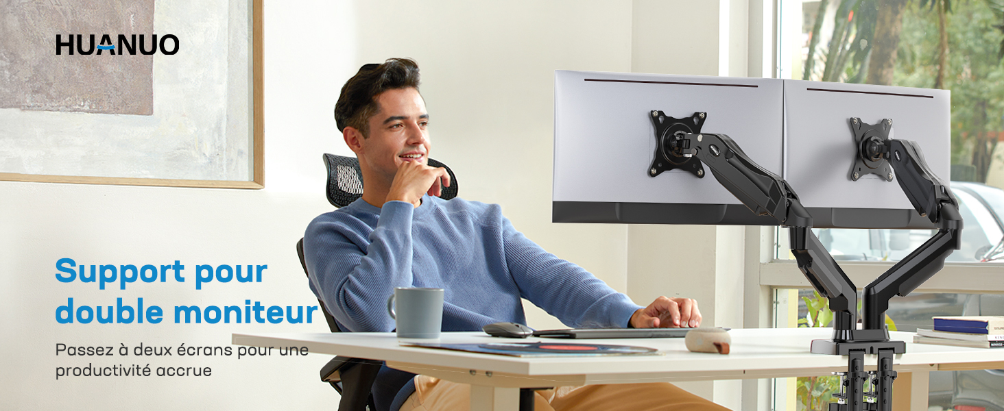 HUANUO Support Ecran PC 2 Ecran de 13 à 32 Pouces
